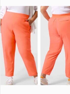 Athleta Plus Size Pull On Pants 22 Neon Orange Brooklyn Ankle Pant